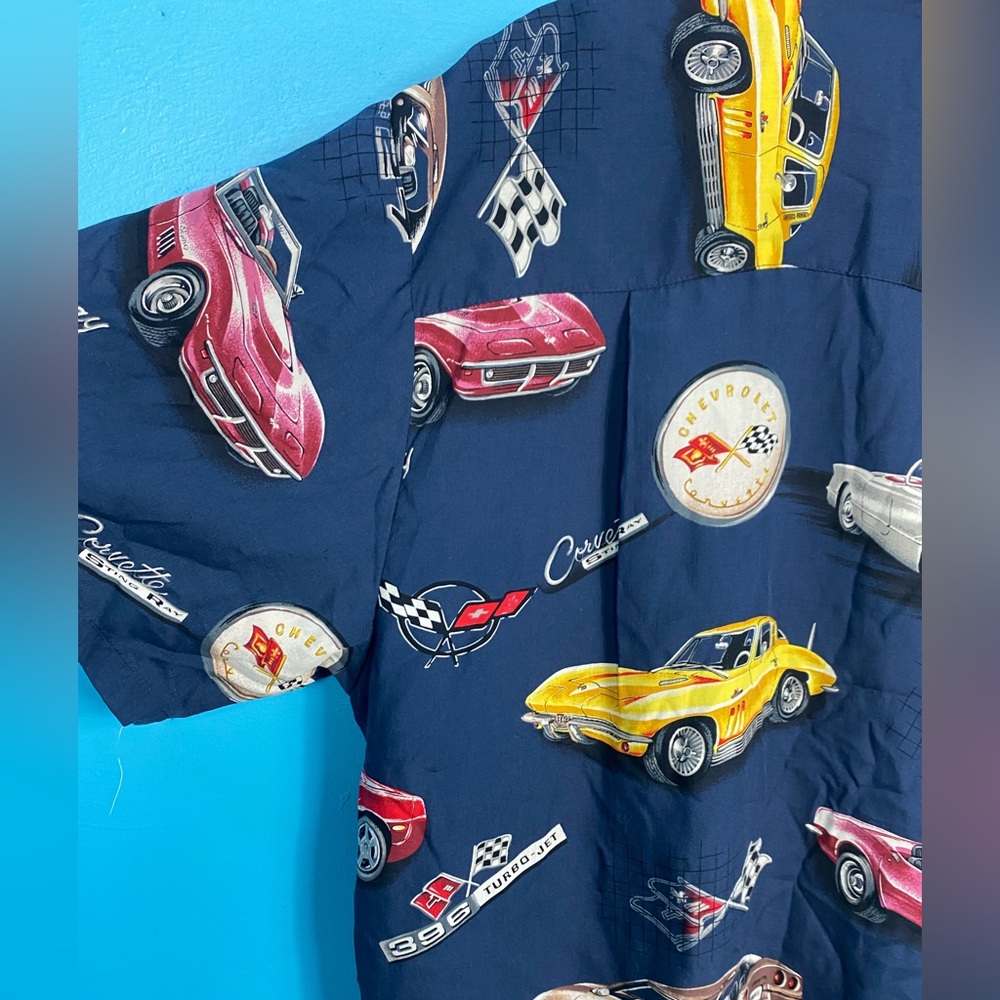 Paradise Found Corvette Hawaii Button Up Cars Hawaiian Vacation XL Vintage - Picture 9 of 9